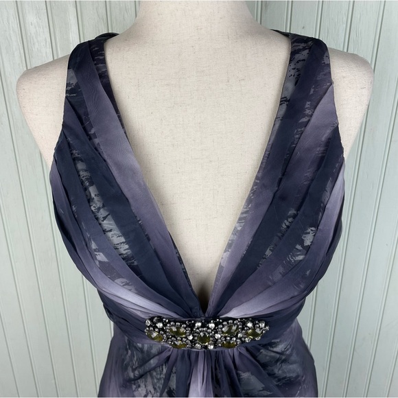 Vintage 90s Y2K Cache Maxi Dress Gown Criss Cross Open Back Jewel Accent Size 6 - Picture 7 of 12